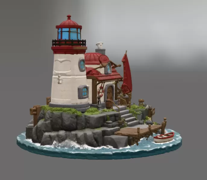 🌊 Lighthouse Harbor House STL File for 3D Print - Model preview 11