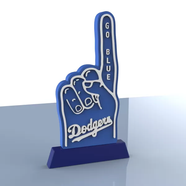 Los Angeles Dodgers Foam Finger Display, Go Blue Sports Fan - Model preview 3