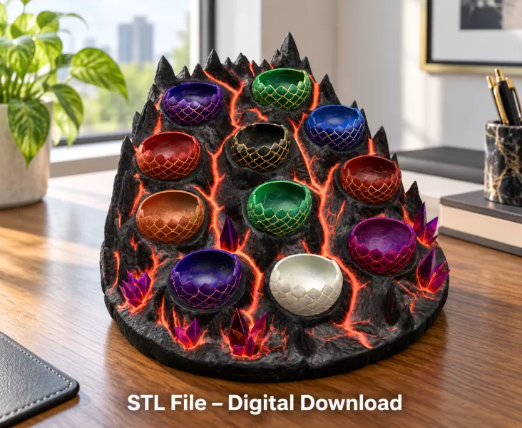 Volcanic Dragon Egg Mountain Organizer STL File for 3D Print - Model preview 5