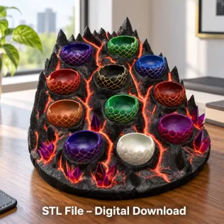 Volcanic Dragon Egg Mountain Organizer STL File for 3D Print - Model thumbnail 5