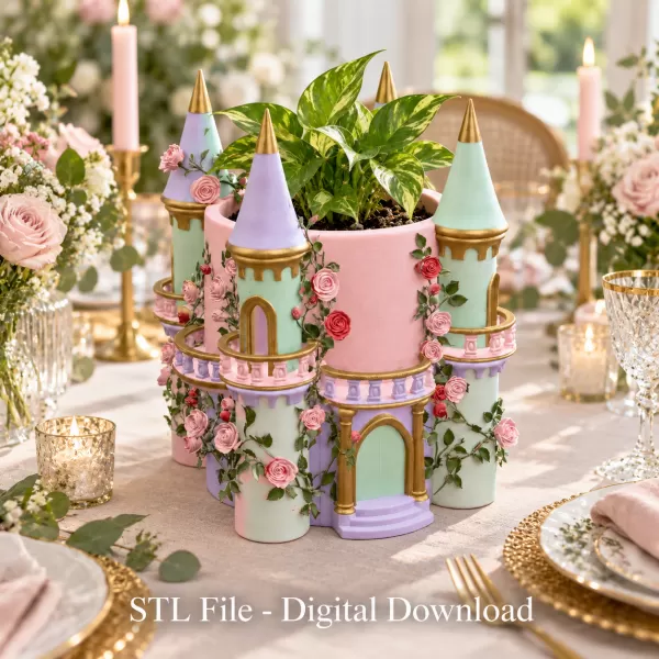 Rose Princess Castle Planter STL File for 3D Print - Model preview 4