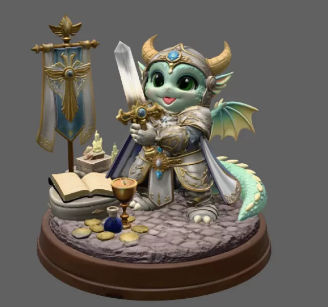 Holy Knight Dragon STL File for 3D print - Model preview 3