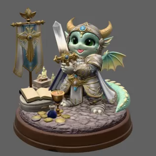 Holy Knight Dragon STL File for 3D print - Model thumbnail 3