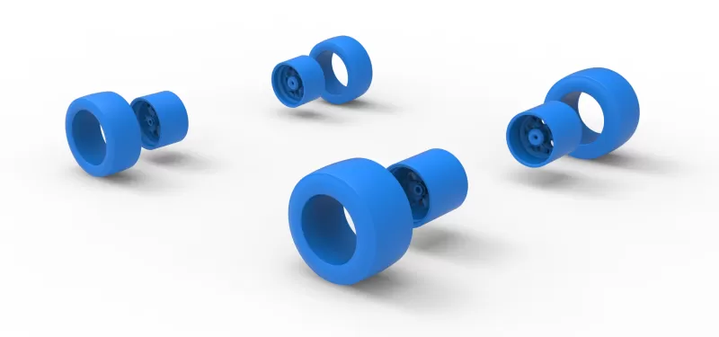 Wheel Set of Experimental Pavement Silver Crown Car Scale 1:25 - Model preview 11