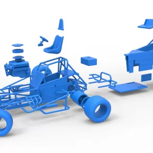 Vintage Dirt Modified stock car V7 while turning Scale 1:25 - Model thumbnail 28