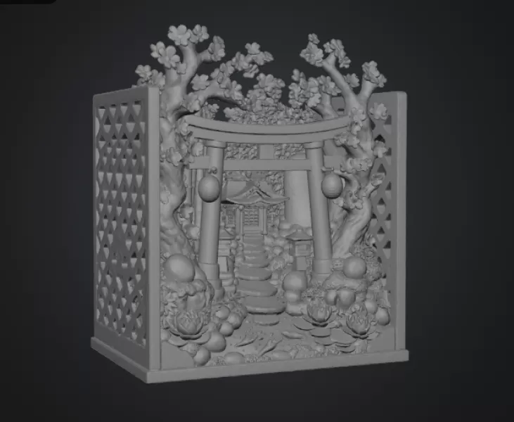 Sakura Sanctuary Book Nook STL File for 3D Print - Model preview 19