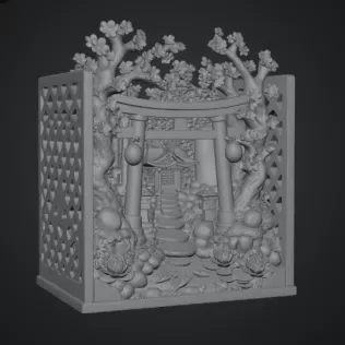 Sakura Sanctuary Book Nook STL File for 3D Print - Model thumbnail 19