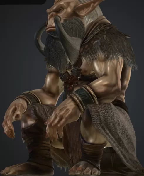 Orc sitzend mit grossen zähnen - Model preview 4