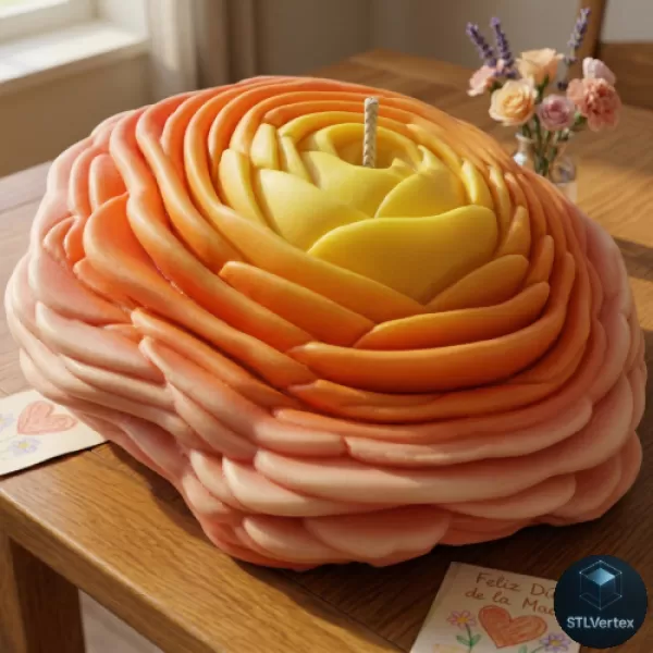 Ranunculus Flower 3D Printable Model - Model preview 1