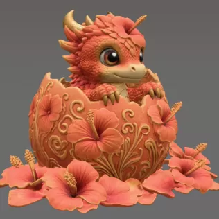 Hibiscus Hatchling Dragon STL File for 3D Print - Model thumbnail 12