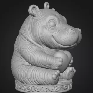 Cute Hippo Pendant — Heart Holding Figurine - Model thumbnail 4