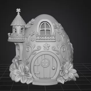 Fantasy Egg Fairy House STL File 3D Printable - Model thumbnail 8