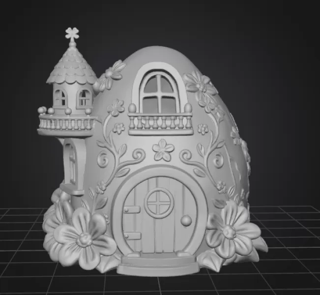 Fantasy Egg Fairy House STL File 3D Printable - Model preview 8