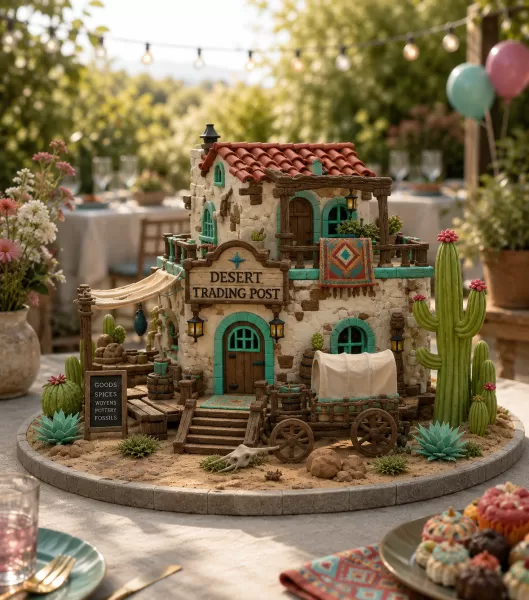 Desert Trading Post Fantasy Western Village STL File for 3D - Model preview 1