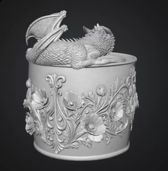 Crimson Poppy Dragon Planter STL File for 3D Print - Model preview 11