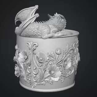 Crimson Poppy Dragon Planter STL File for 3D Print - Model thumbnail 11