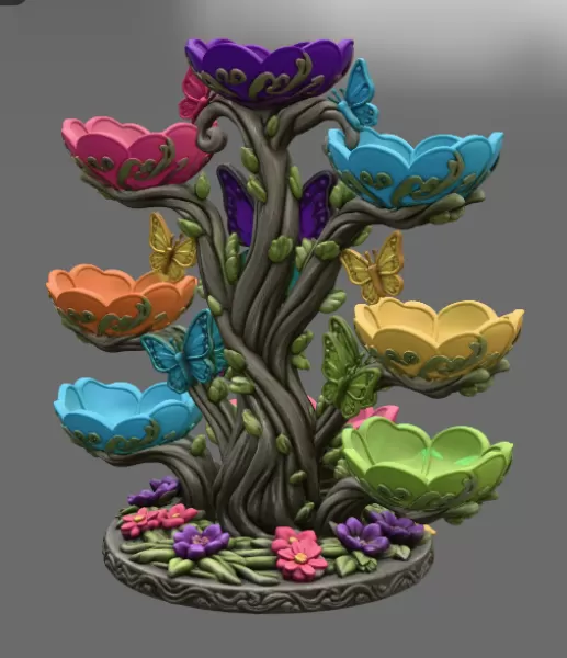 Butterfly Flower Bowl Organizer STL File for 3D Print - Model preview 11