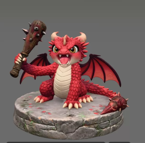Angry Warrior Dragon STL File for 3D Printing - Model preview 3