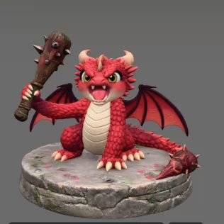 Angry Warrior Dragon STL File for 3D Printing - Model thumbnail 3