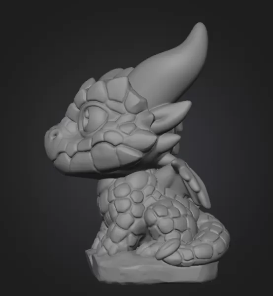Baby Stone Dragon STL File 3D Printable Fantasy Dragon Figurine - Model preview 9