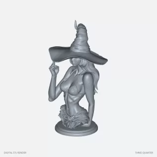 Wide-Brim Witch Bust - STL - Model thumbnail 2