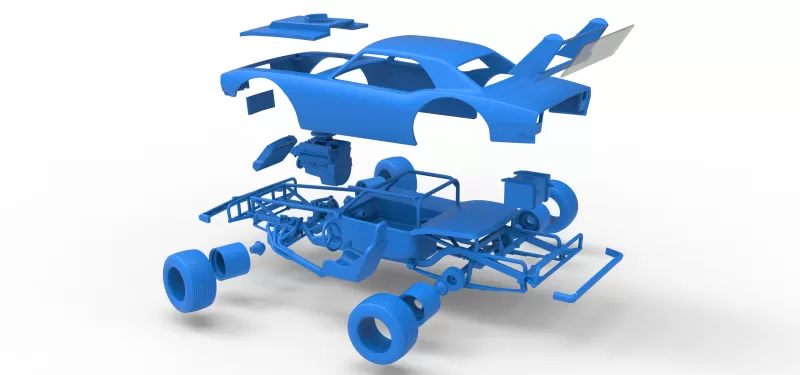 Vintage Semi-Late Model Stock Car while turning Scale 1:25 - Model preview 29