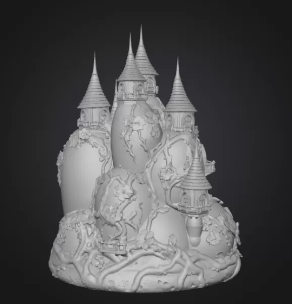 Fantasy Egg Castle STL File– 3D Printable Easter Decoration - Model preview 10