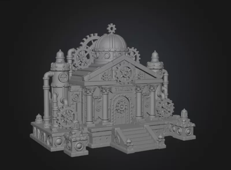 Grand Steampunk Gearworks Castle STL File for 3D Print - Model preview 14