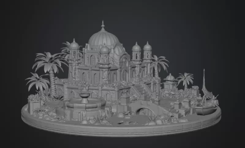 Azure Oasis Palace STL File for 3D Print - Model preview 16
