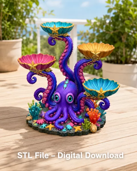 Magical Ocean Octopus Organizer STL File for 3D Print - Model preview 2