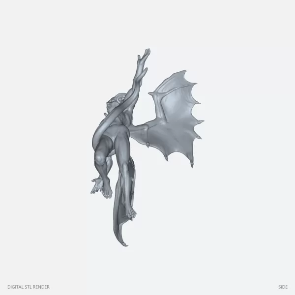Falling Winged Gargoyle - 100 mm STL - Model preview 3