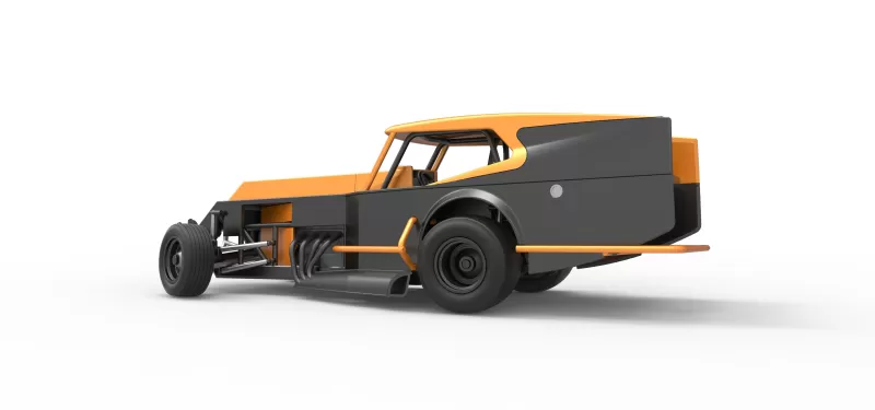 Vintage Dirt Modified stock car Version 5 while turning 1:25 - Model preview 13