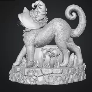 Halloween Witch Cat Pumpkin Bowl STL File for 3D Print - Model thumbnail 14