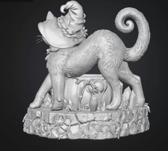 Halloween Witch Cat Pumpkin Bowl STL File for 3D Print - Model preview 14