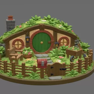 Cozy Hobbit Garden Cottage STL File for 3D Print - Model thumbnail 5