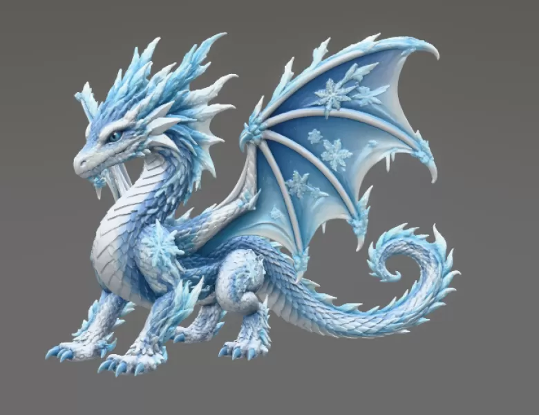 Winter Frost Dragon STL File for 3D Print - Model preview 6