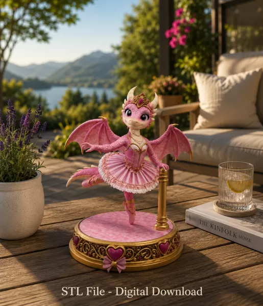 Ballerina Dragon Princess STL File for 3D Printing - Model preview 1