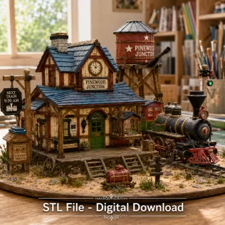 Pinewood Junction Railway Station STL File for 3D Print - Model thumbnail 4