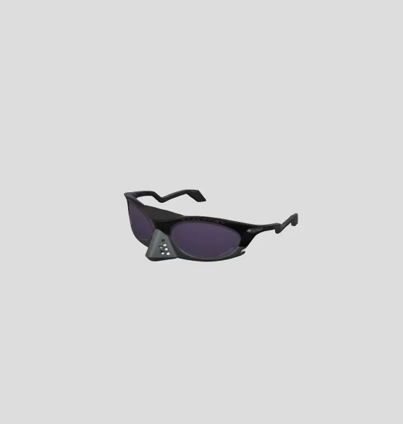 Ventilated Black Wraparound Sport Sunglasses - Model preview 1