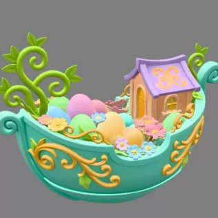 Fantasy Easter Egg Boat STL File– 3D Printable Easter Decoration - Model thumbnail 3