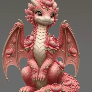 Rosé Bloom Dragon STL File for 3D Print - Model thumbnail 8