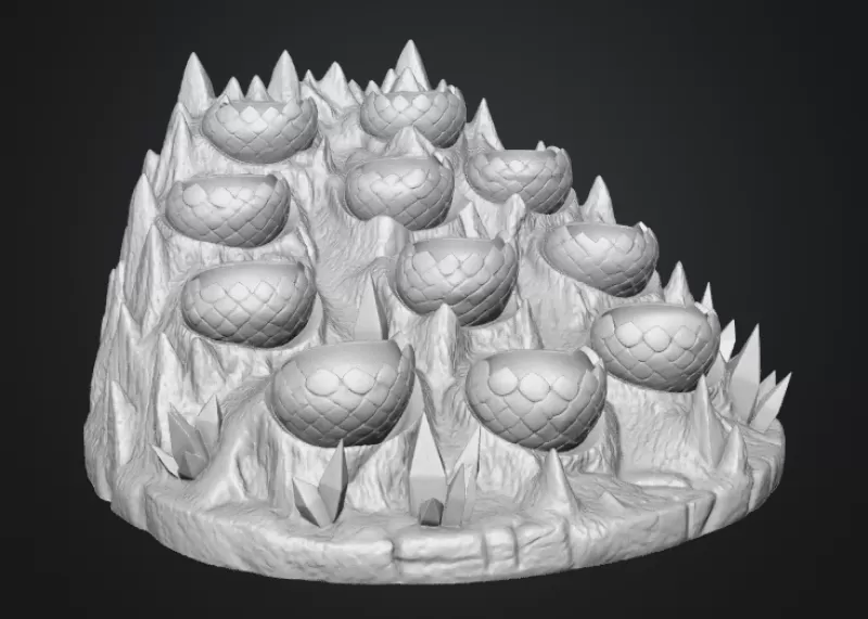 Volcanic Dragon Egg Mountain Organizer STL File for 3D Print - Model preview 16