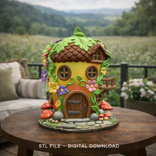 Whimsical Fairy Garden Cottage STL File 3D Printable - Model preview 1
