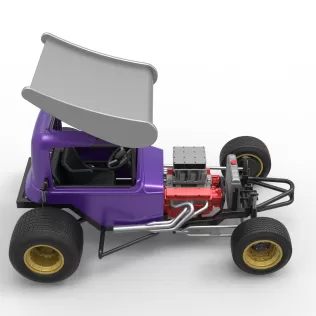 Vintage Winged Supermodified stock car for Dirt Scale 1:25 - Model thumbnail 23