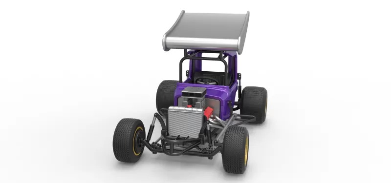 Vintage Winged Supermodified stock car for Dirt Scale 1:25 - Model preview 5