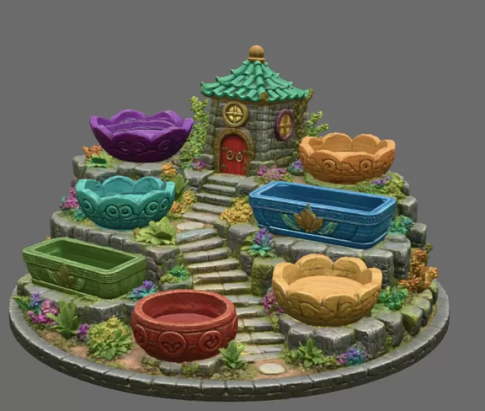 Fantasy Village Jewelry Organizer STL File for 3D Print - Model preview 9