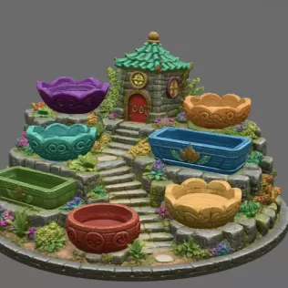 Fantasy Village Jewelry Organizer STL File for 3D Print - Model thumbnail 9