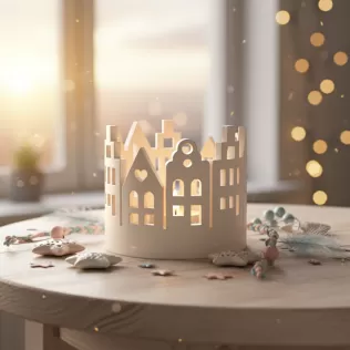 Christmas Village Candle Holder | Cozy Christmas Houses - Model thumbnail 5
