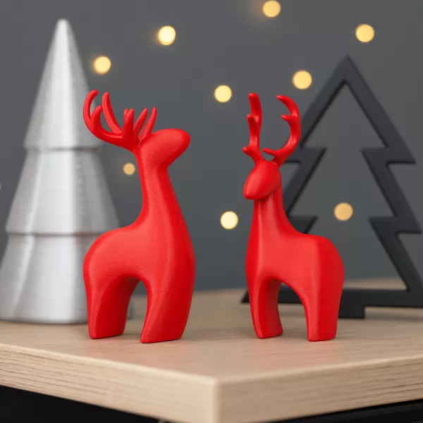 Modern Deer Set: 2 pcs. | Christmas Reindeer Figurines - Model preview 3