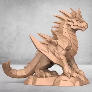 Medieval Dragon Warrior Statue - Model thumbnail 3